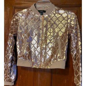 Light Pink Sequin Bomber Jacket